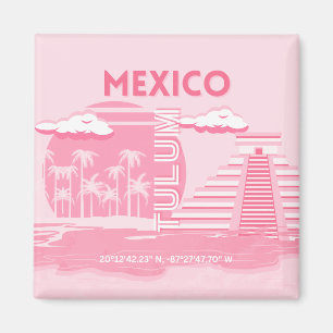 Aimant Tulum, Mexique, Art Voyage, Art Rose