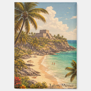 Aimant Tulum Mexique Destination de Plage Rétro