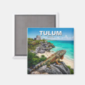Aimant Tulum Mexique Voyage Iguane (Recto/Verso)