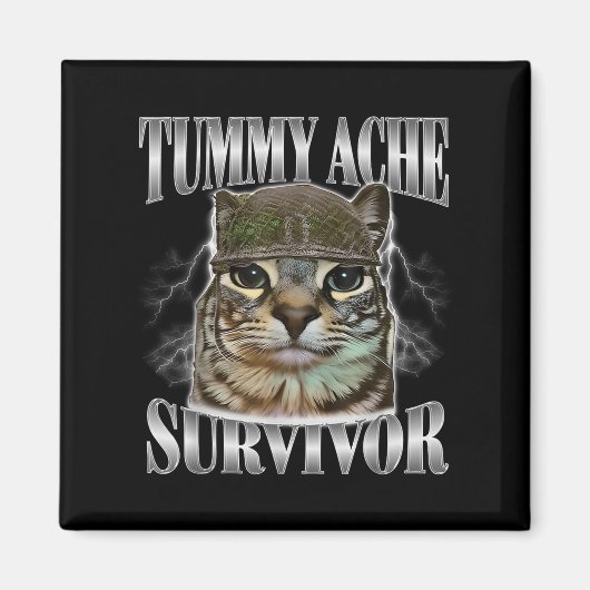 Aimant Tummy Ache Survivor Funny Chat Meme Citation Sarca (Devant)