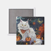 Aimant Turc Angora Chat Halloween Éffrayant (Recto/Verso)