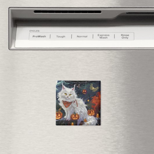 Aimant Turc Angora Chat Halloween Éffrayant (In Situ (Lave-vaisselle))