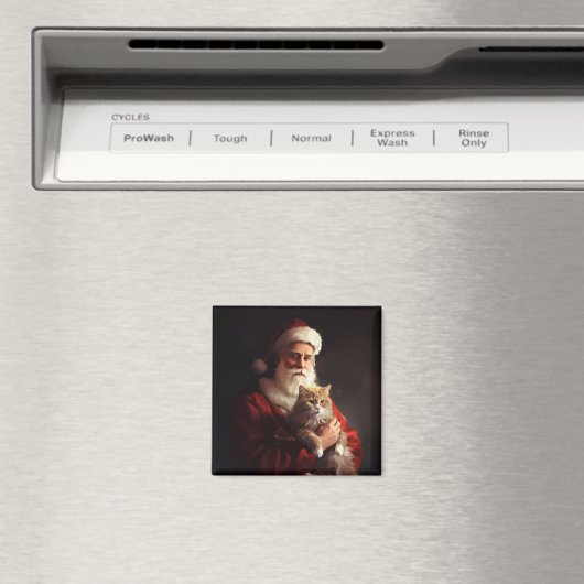 Aimant Turc Angora Chat Santa Claus Festif Noël (In Situ (Lave-vaisselle))