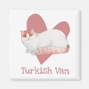Aimant Turc Van Chat Aquarelle Kitty Coeur rose