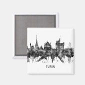 Aimant Turin Italie Skyline BW (Recto/Verso)