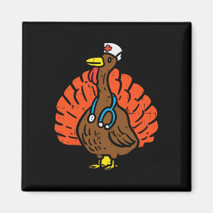Aimant Turquie Infirmière amusante Thanksgiving Scrub Top