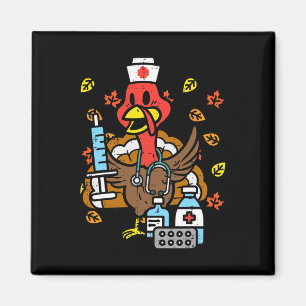 Aimant Turquie Infirmière Thanksgiving Fall Scrub Infirmi