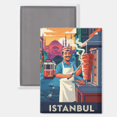 Aimant Turquie Istanbul Kebab Vendeur rue (Recto/Verso)