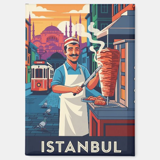 Aimant Turquie Istanbul Kebab Vendeur rue (Recto)