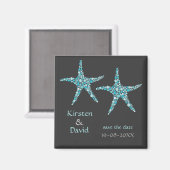 Aimant Turquoise Aqua Starfish Pair Enregistrer l'aimant  (Recto/Verso)