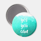 Aimant Turquoise aquarelle positive oui vous pouvez envoy (Recto/Verso)