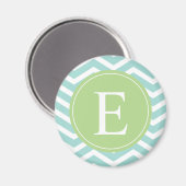 Aimant Turquoise blanc Chevron vert Monogramme (Recto/Verso)
