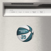 Aimant turquoise blanc équipe couleurs basket-ball cadeau (In Situ (Lave-vaisselle))