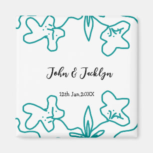 Aimant Turquoise bleu couple marié date flstylish