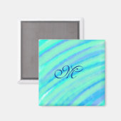 Aimant Turquoise bleu vert filigranes ajouter votre monog (Recto/Verso)