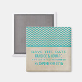 Aimant Turquoise Chic Chevron Enregistrer l'aimant de dat (Recto/Verso)