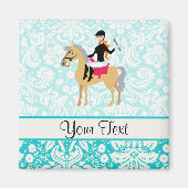 Aimant Turquoise Damask Equestrian (Devant)