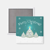 Aimant turquoise de Noël neigeux (Recto/Verso)