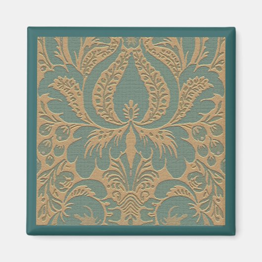 Aimant turquoise en tissu damassé (Devant)