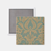 Aimant turquoise en tissu damassé (Recto/Verso)