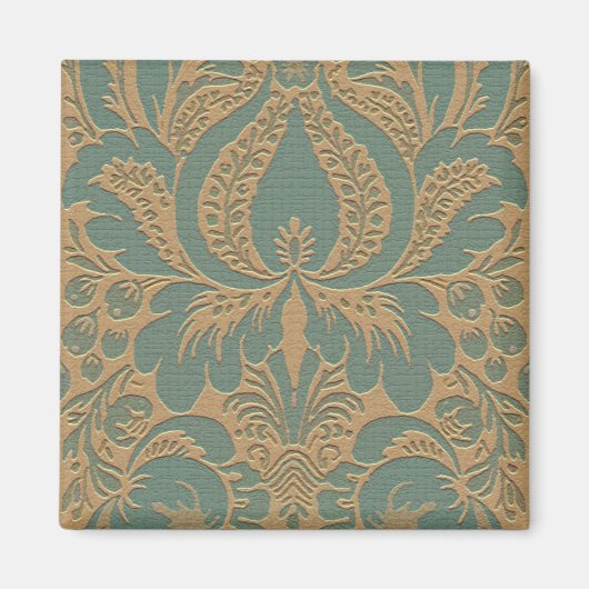 Aimant turquoise en tissu damassé (Devant)