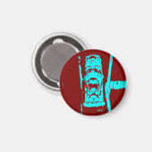 Aimant Turquoise et Bourgogne drôle visage (Recto/Verso)