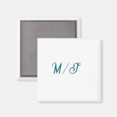 Aimant Turquoise monogramme nom de couple de mariés simpl (Recto/Verso)