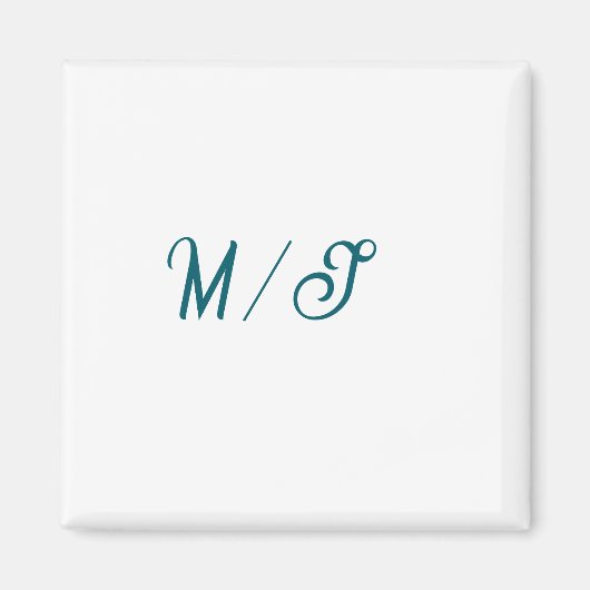 Aimant Turquoise monogramme nom de couple de mariés simpl (Devant)