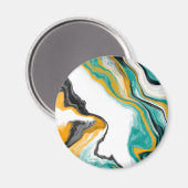 Aimant Turquoise, Or, Marbre Fluide Art (Recto/Verso)