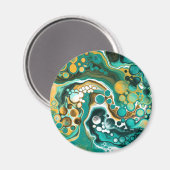 Aimant Turquoise, Or, Marbre Fluide Art (Recto/Verso)