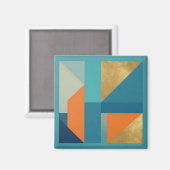 Aimant Turquoise Orange Or Géométrique Abstrait (Recto/Verso)