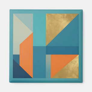Aimant Turquoise Orange Or Géométrique Abstrait