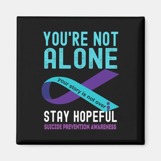 Aimant Turquoise Purple Ribbon Support Prévention du suic (Devant)