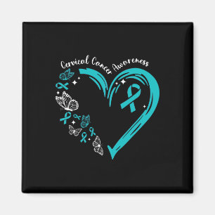 Aimant Turquoise Ruban Papillon Coeur Cervical Cancer Awa