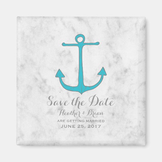 Aimant Turquoise Rustic Ancre Enregistrer la date (Devant)