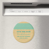 Aimant Turquoise Rustic Chevron Enregistrer l'aimant de d (In Situ (Lave-vaisselle))