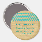 Aimant Turquoise Rustic Chevron Enregistrer l'aimant de d (Recto/Verso)