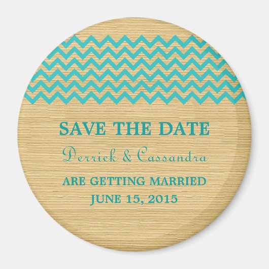 Aimant Turquoise Rustic Chevron Enregistrer l'aimant de d (Devant)