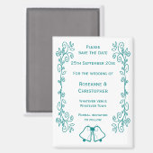 Aimant Turquoise Scrollwork Design Wedding Enregistrer La (Recto/Verso)