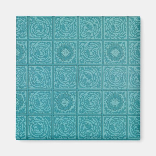 Aimant Turquoise Tile Motif (par William Morris) (Devant)