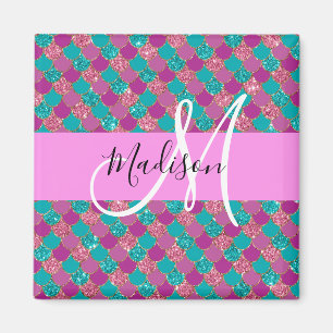 Aimant Turquoise Topaze Sirène Paillettes Monogramme