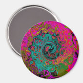 Aimant Turquoise Tripant Abstrait Rétro Tourbillon Liquid (Recto/Verso)