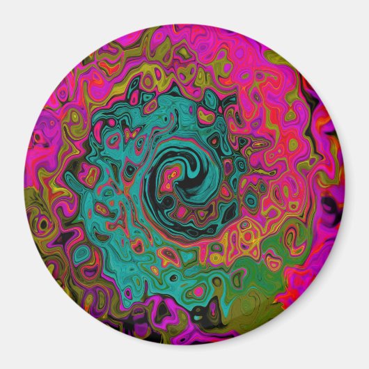 Aimant Turquoise Tripant Abstrait Rétro Tourbillon Liquid (Devant)