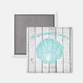 Aimant turquoise Vintage à coque de paille (Recto/Verso)