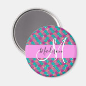 Aimant Turquoise Violet Sirène Paillettes Monogramme (Recto/Verso)