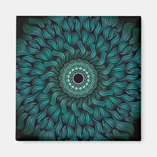 Aimant Turquoise Zentangle/Mandala Carré