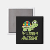 Aimant Turtle Awesome Autism Awareness Puzzle Piece (Recto/Verso)