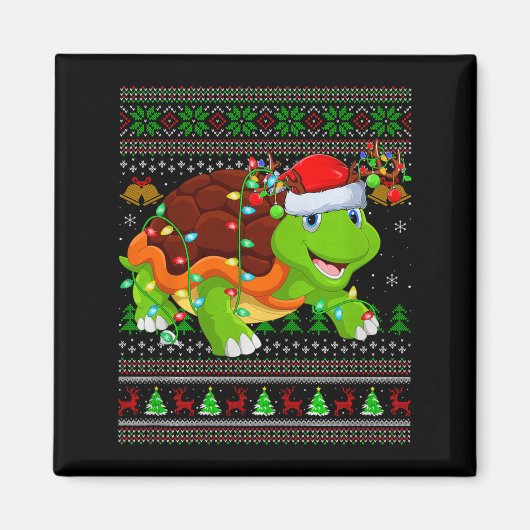 Aimant Turtle Ugly Christmas Sweaters Holiday Santa Cute  (Devant)