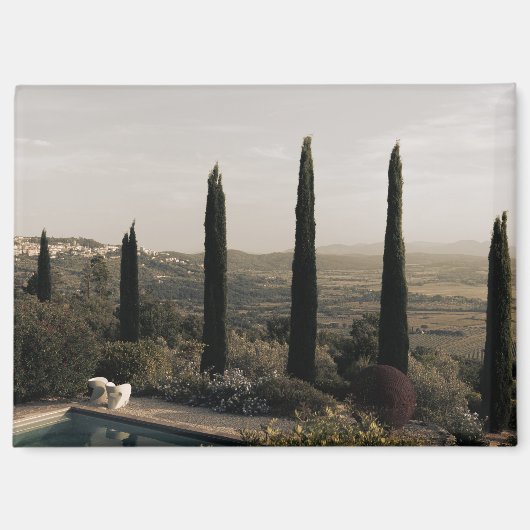 Aimant Tuscan landscape hidden behind cypresses (2024) (Recto)