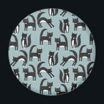 Aimant Tuxedo Black and White Cats<br><div class="desc">Cute black and white tuxedo cats going about their business. A fun pattern on a mid blue background.</div>